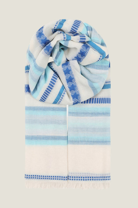 Organic Cotton Scarf | Blue/White Stripe - Aspiga