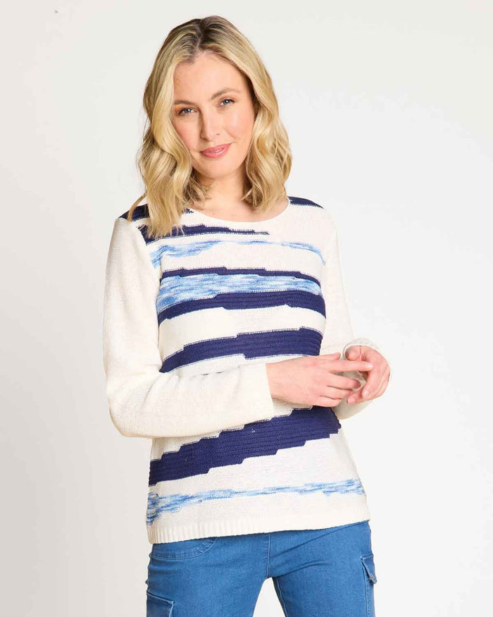 Paige Patterned Nylon Mix Jumper - The Classic Boutique