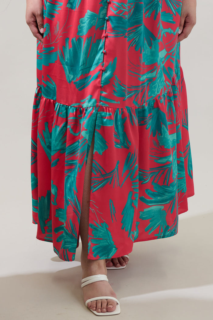 Palm Tropics Pismo Button Down Flutter Maxi Dress Curve