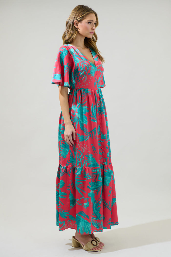 Palm Tropics Pismo Button Down Flutter Maxi Dress
