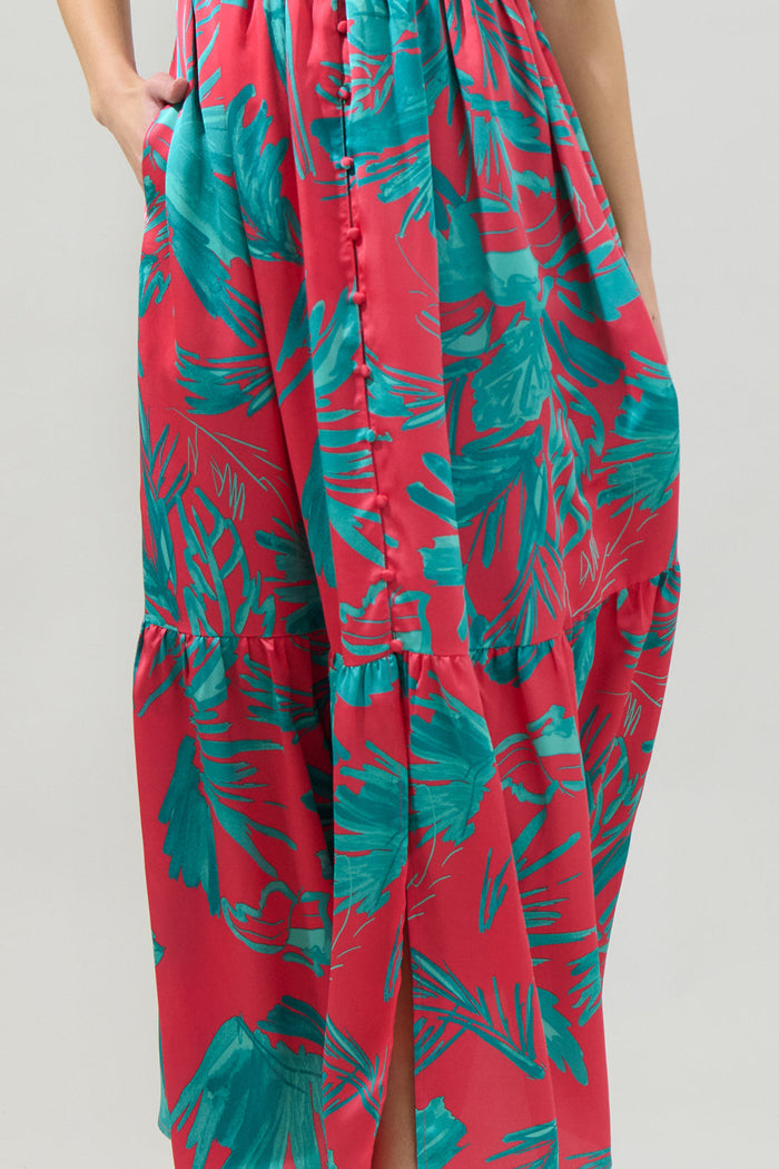 Palm Tropics Pismo Button Down Flutter Maxi Dress