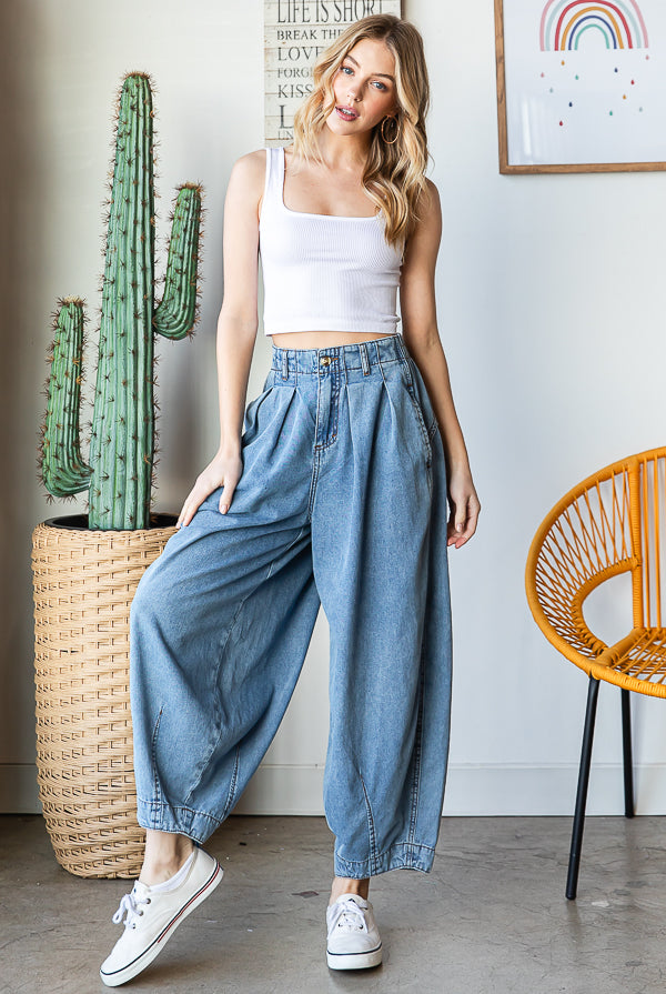 PANTS BAGGY LOOSE WIDE LEG WASHED