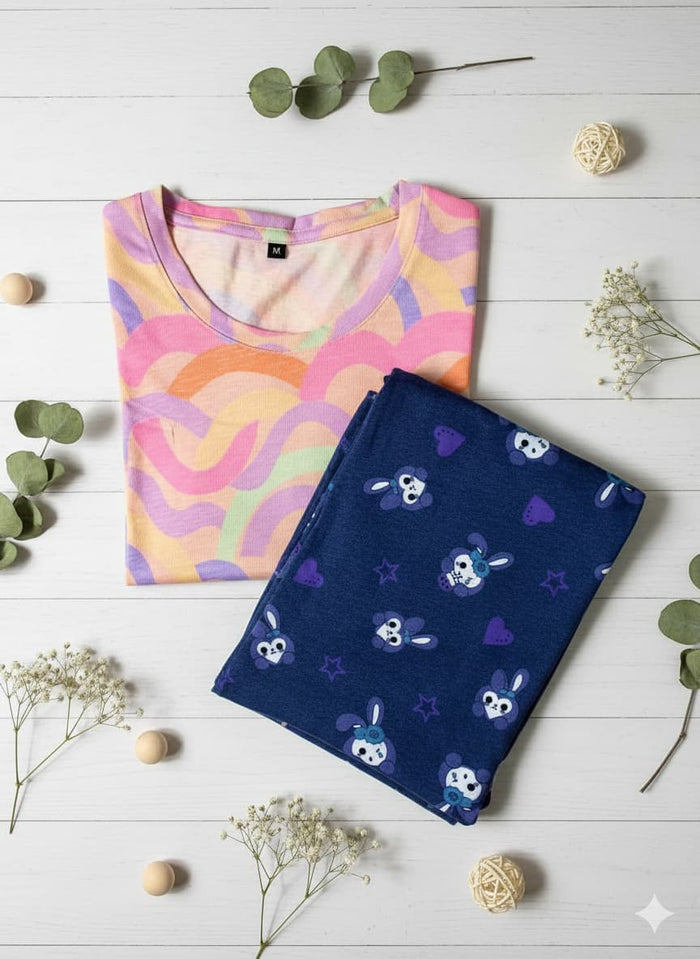 Irah Vastra women’s T-shirt and pant set — folded flatlay view