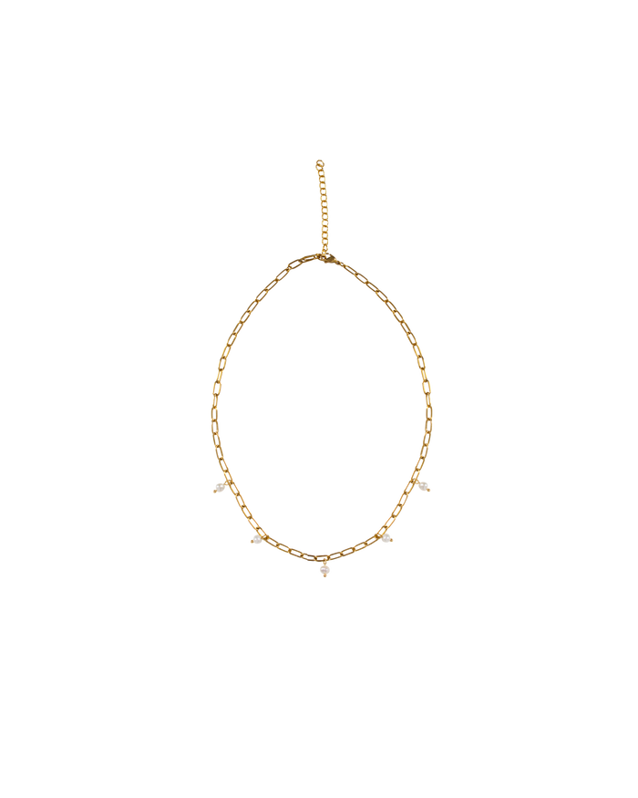 PEARL CHAIN CHOKER GOLD/PEARL