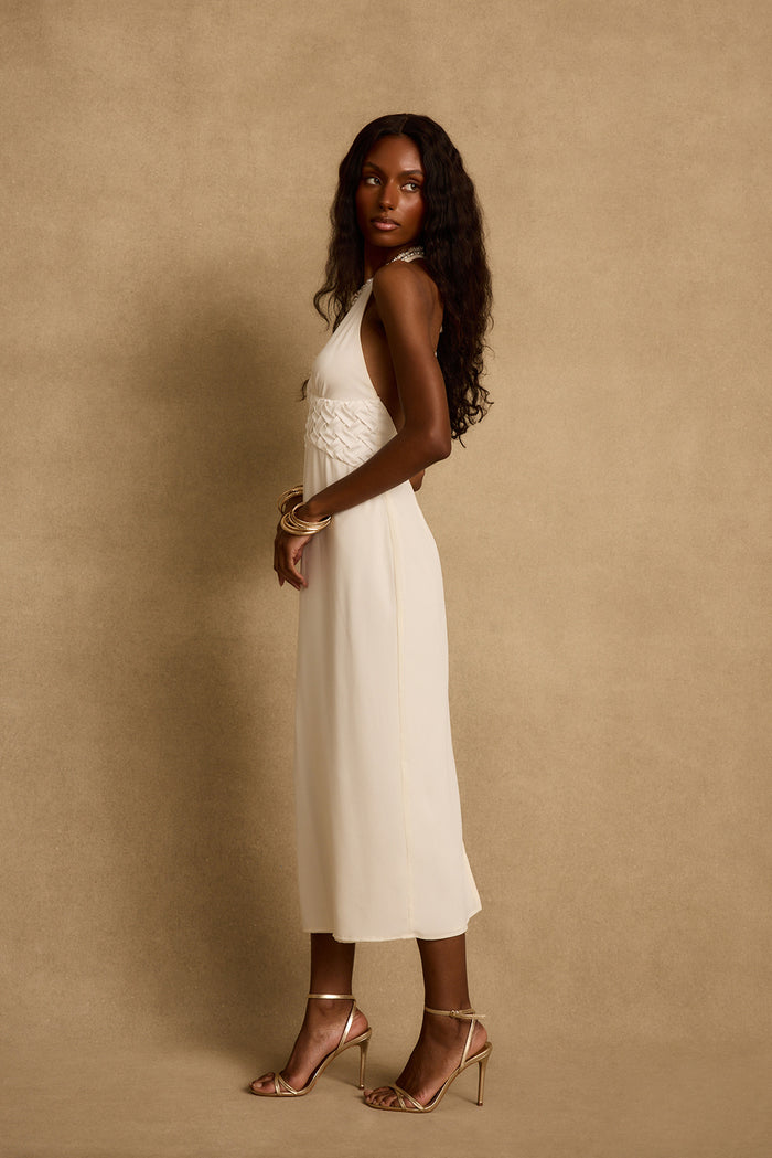 Penelope White Halter Midi Dress