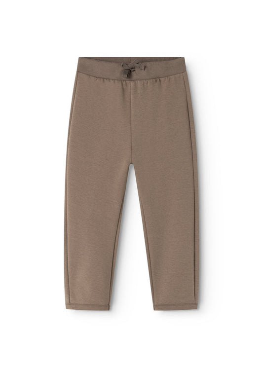 Dusty brown sweatpants with elastic waistband and straight legs.