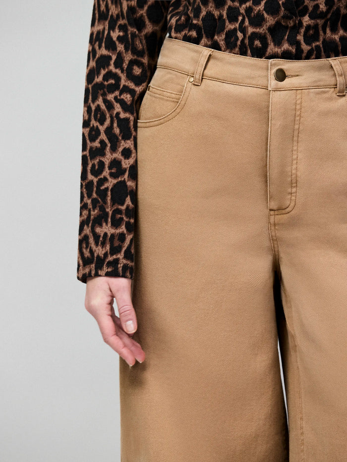 Petite Camel Wide Leg Jeans