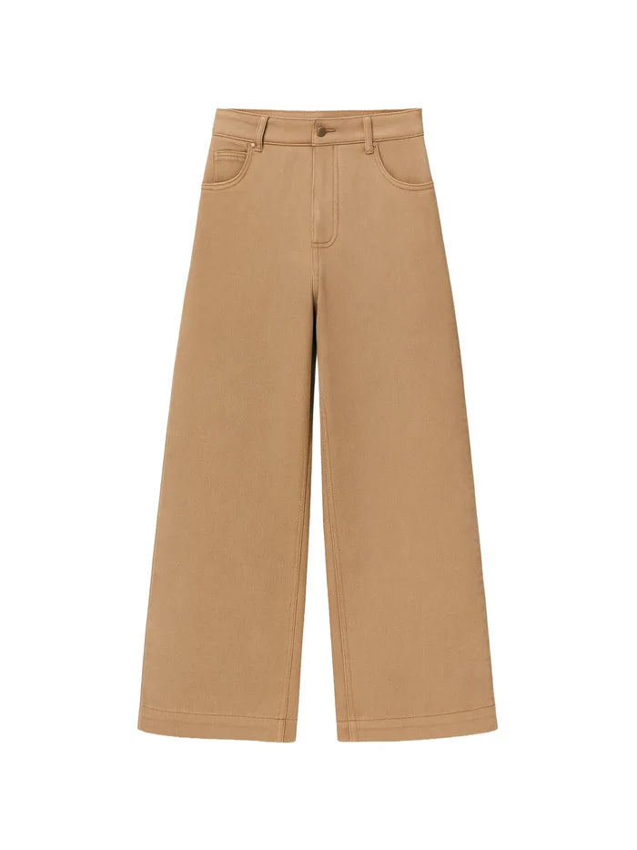 Petite Camel Wide Leg Jeans