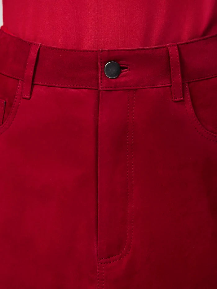 Petite Red Suede Mini Skirt