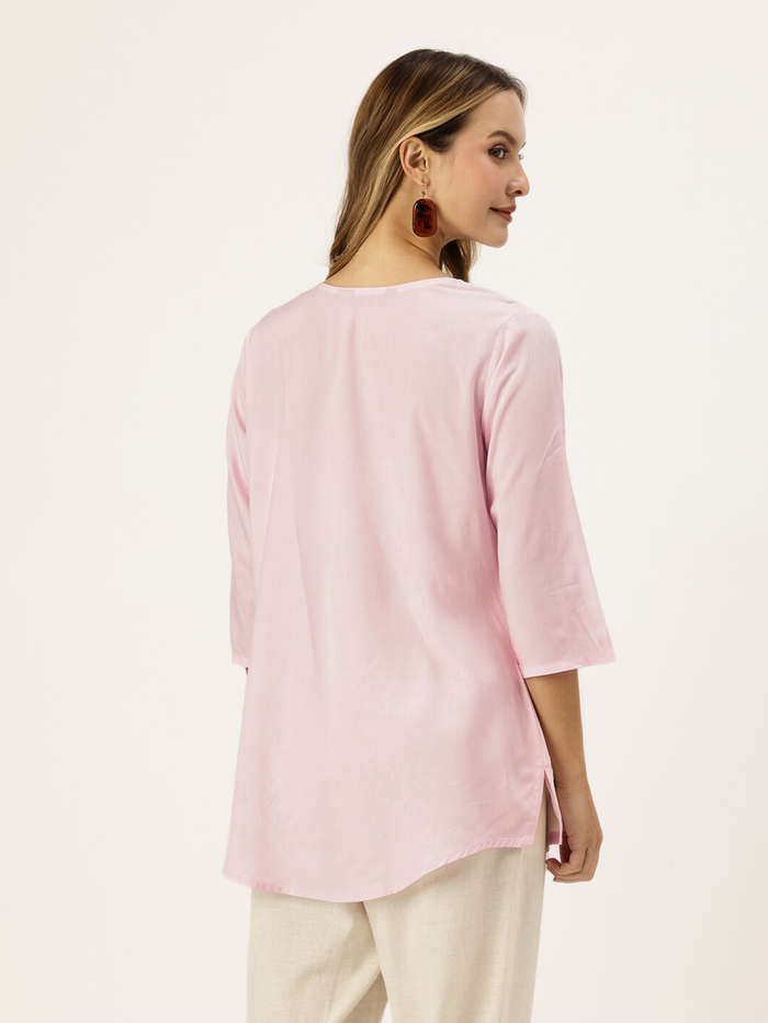 Pink Embroidered Ethnic Tunic