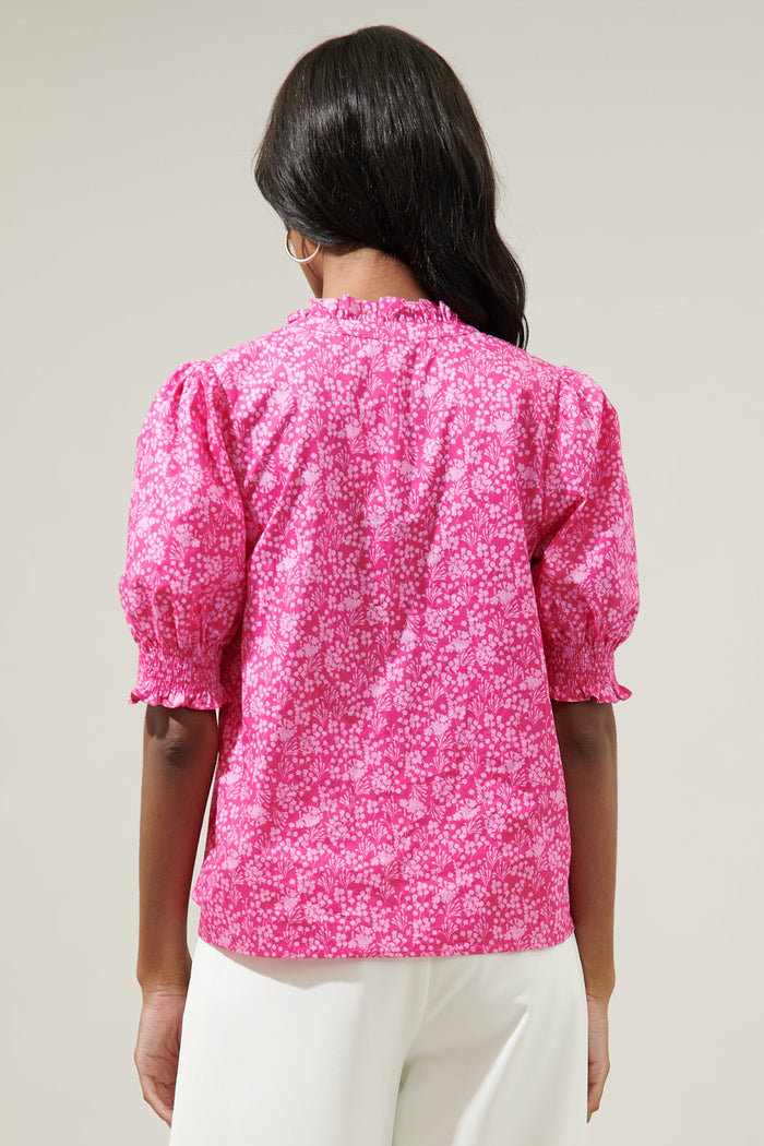Pink Palisades Reign Split Neck Top