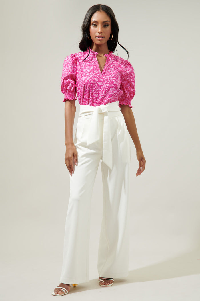 Pink Palisades Reign Split Neck Top