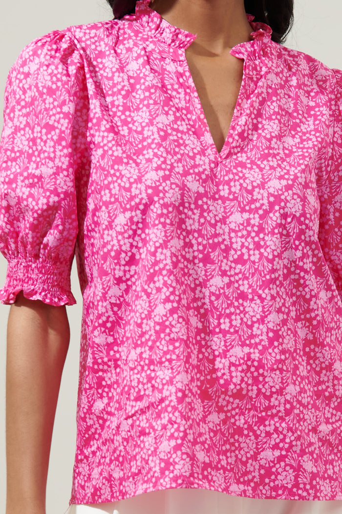 Pink Palisades Reign Split Neck Top