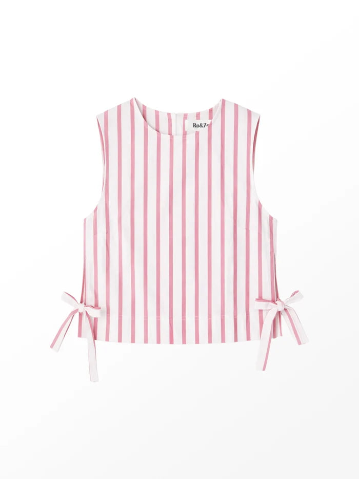 Pink Stripe Cotton Blend Tie Side Shell Top Co-Ord Set