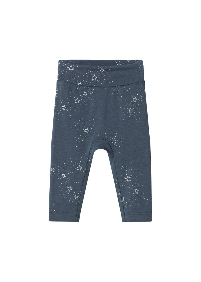 Dark blue baby trousers with star print
