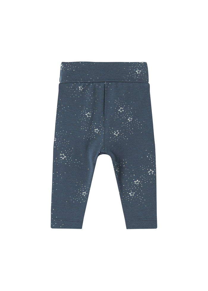 Dark blue baby trousers with star print