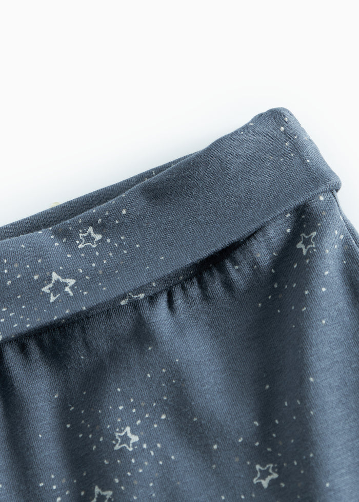 Dark blue baby pants with feet and star print