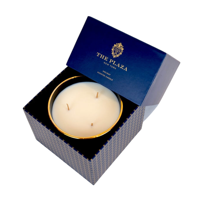 Plaza Hotel winter candle label and lid detail