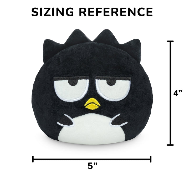 Pompompurin & Badtz-Maru 4" Reversible Plushie showing a sizing reference of four inches in height