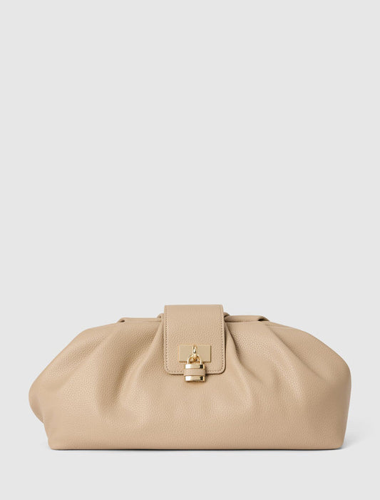 Portia Padlock Soft Clutch 0 Oatmeal Forever New
