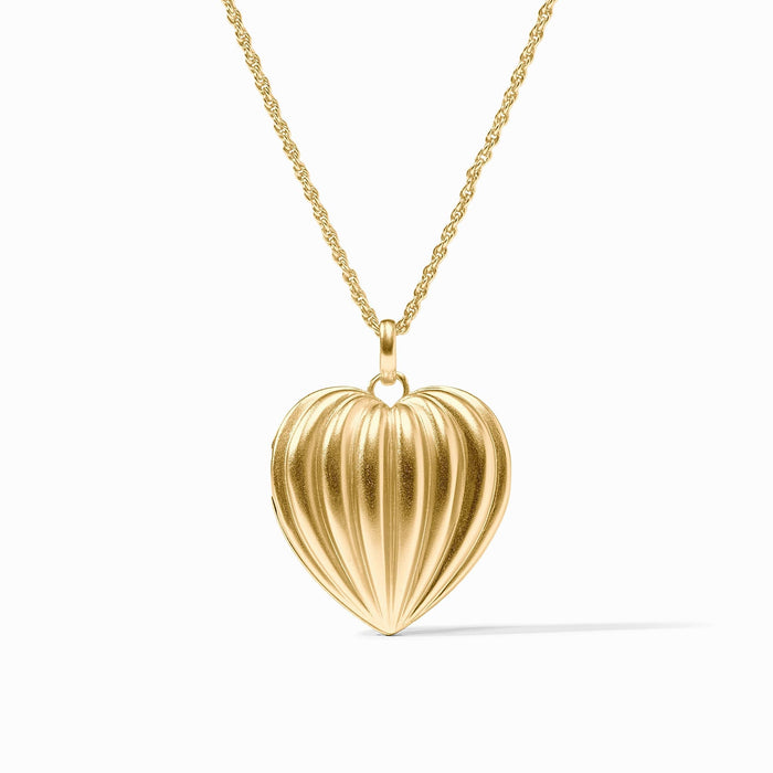 Puffy Heart Locket Necklace Gold OS