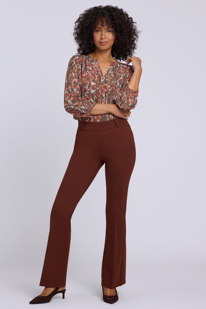 Pull-On Flared Trouser Pants - Chocolate Fondant