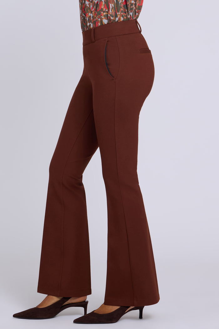 Pull-On Flared Trouser Pants - Chocolate Fondant