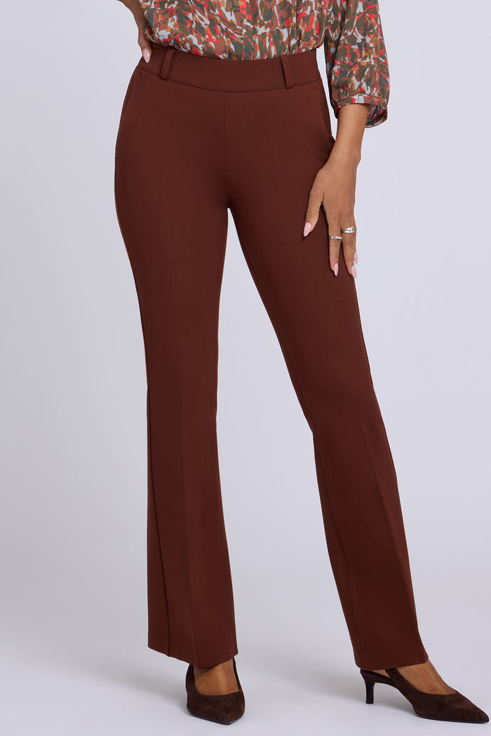 Pull-On Flared Trouser Pants - Chocolate Fondant