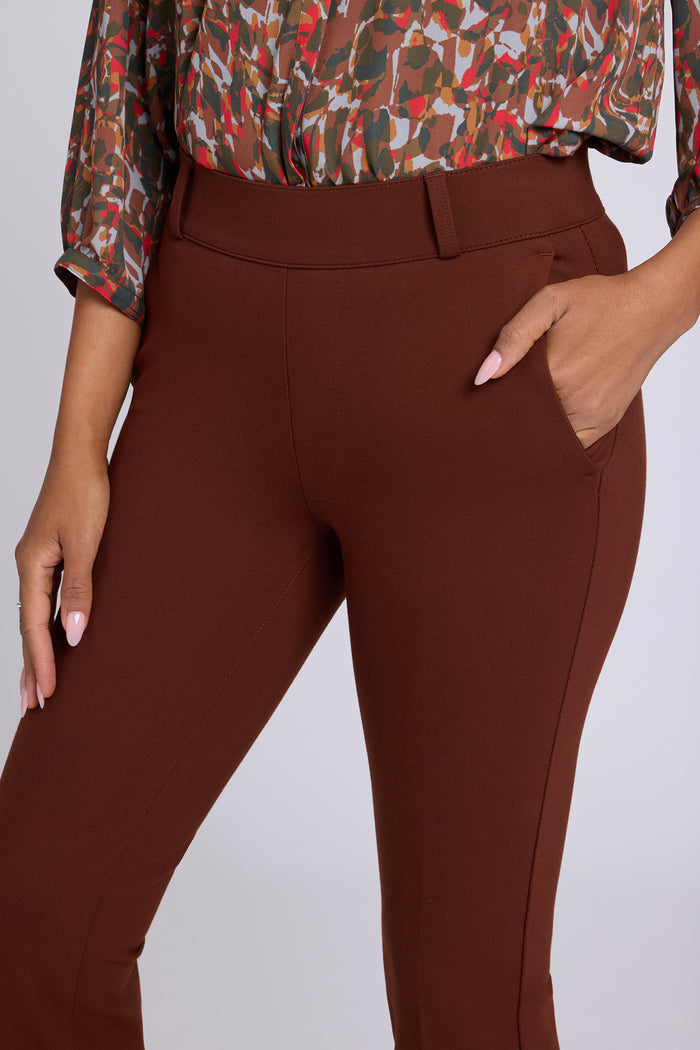 Pull-On Flared Trouser Pants - Chocolate Fondant