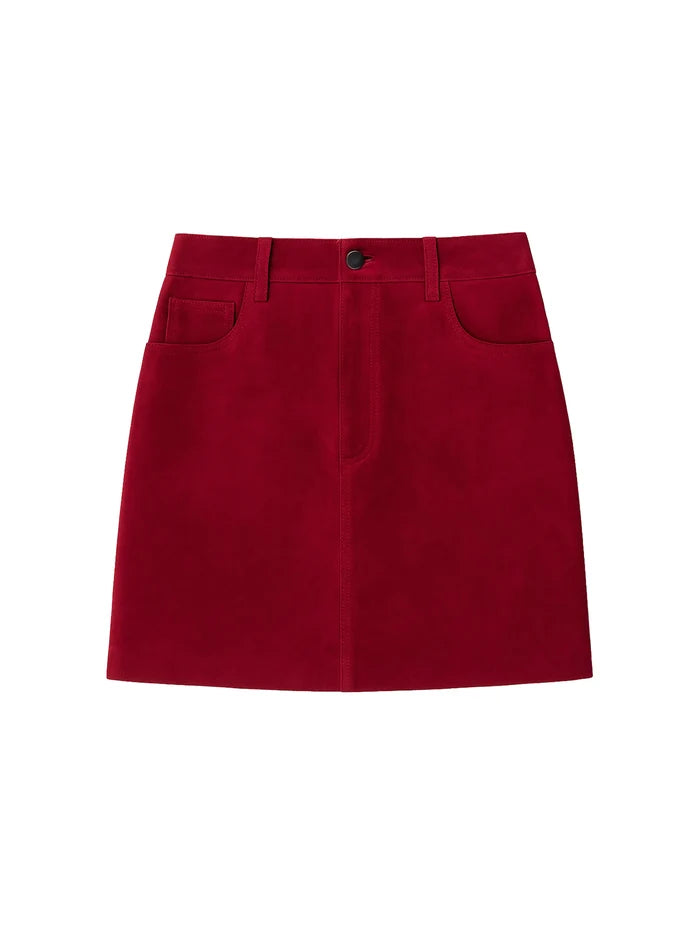Red Suede Mini Skirt