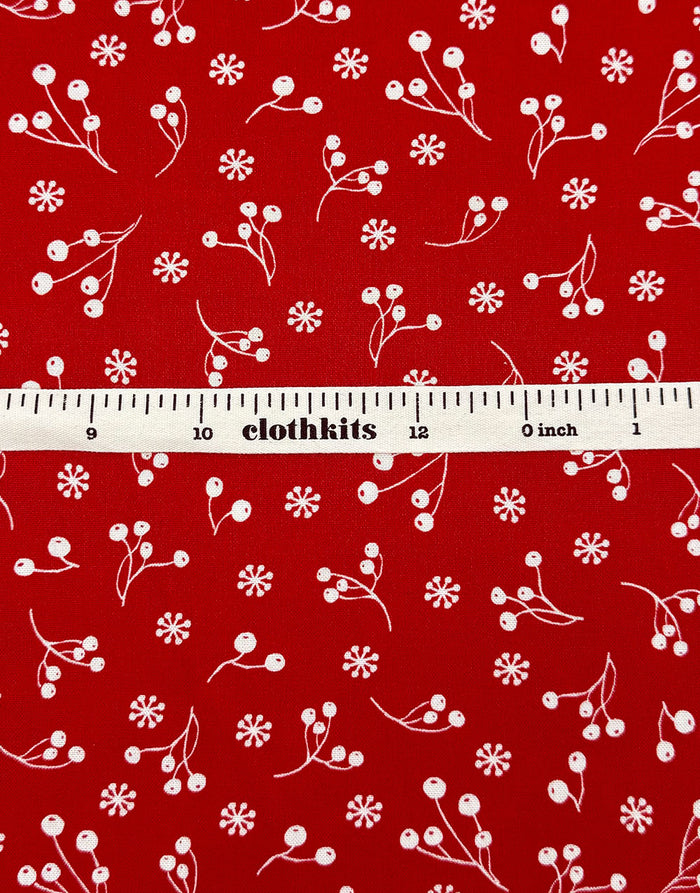 Red Winter Berries Scandinavian Christmas Cotton Fabric