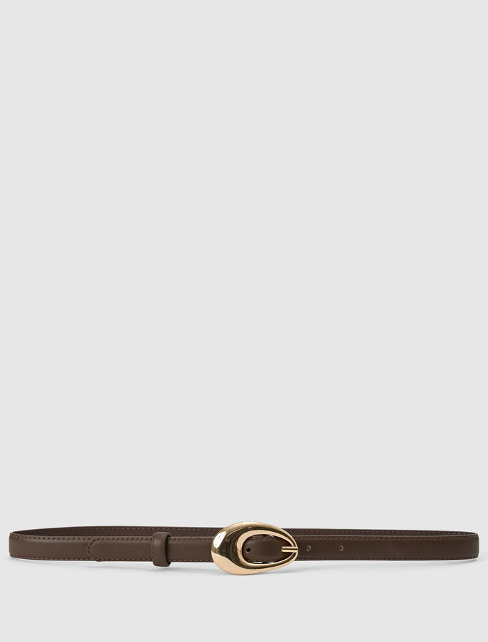Regina Round Buckle Belt Chocolate Forever New