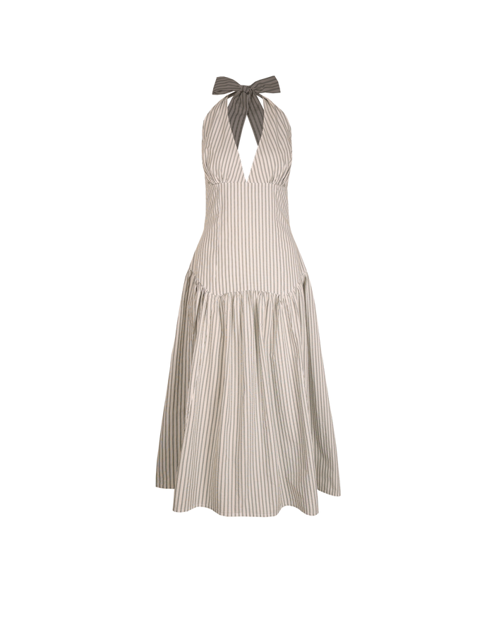 RELAXE HALTER DRESS OLIVE STRIPE