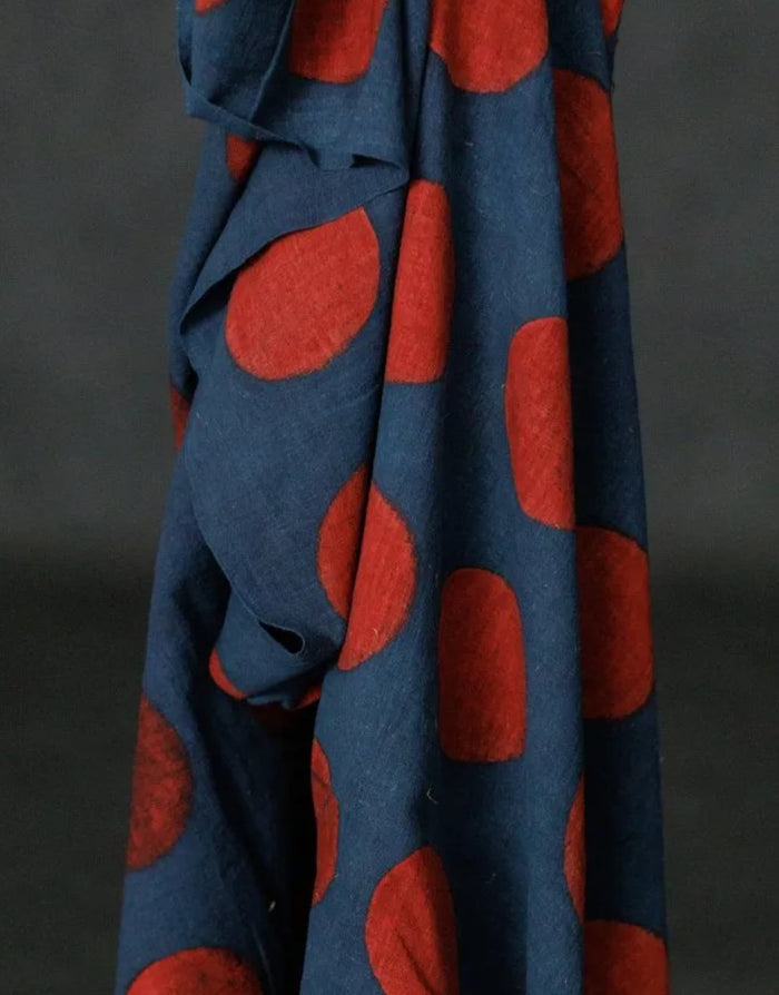 Remnant 1.5m - Red Edo Spot Indian Kala Cotton Fabric