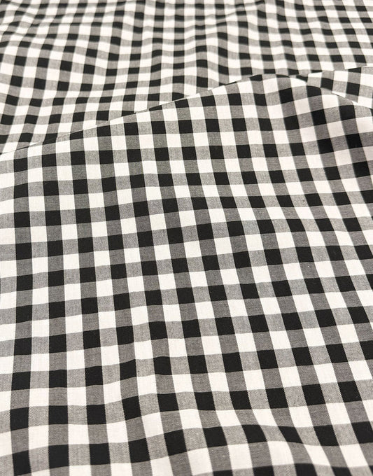 Remnant 1.6m - Small Black Yarn-Dyed Gingham Cotton Fabric