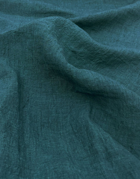 Remnant 30cm - Sorrento Washed Linen Fabric, Teal