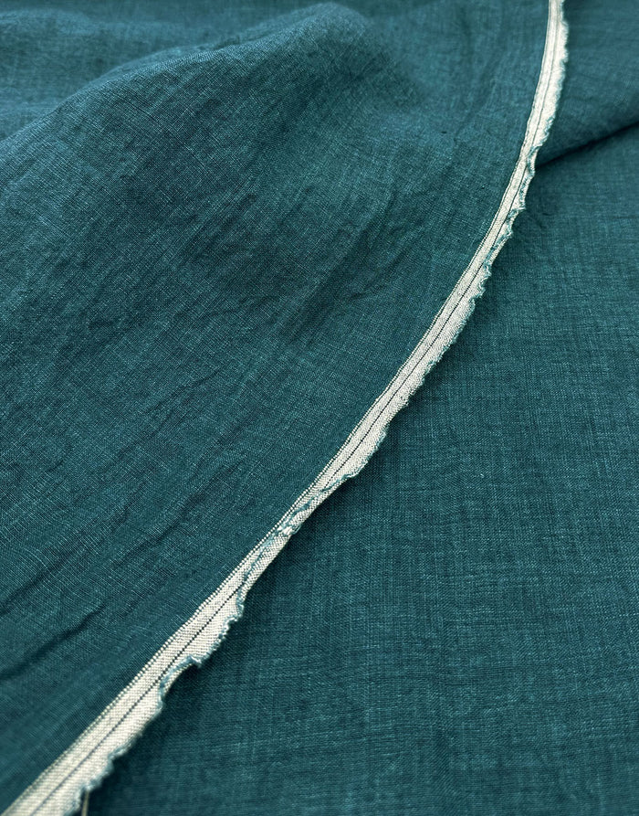 Remnant 30cm - Sorrento Washed Linen Fabric, Teal