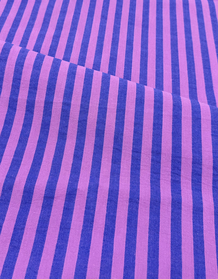Remnant 35cnm - Berry Blue Stripe Cotton Yarn-Dyed Fabric