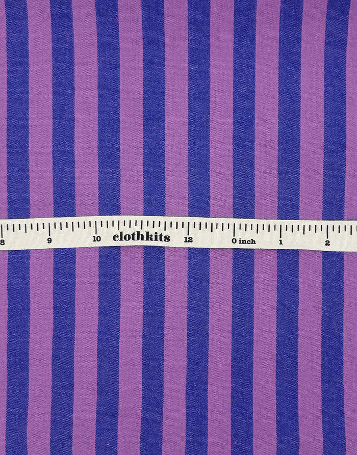 Remnant 35cnm - Berry Blue Stripe Cotton Yarn-Dyed Fabric