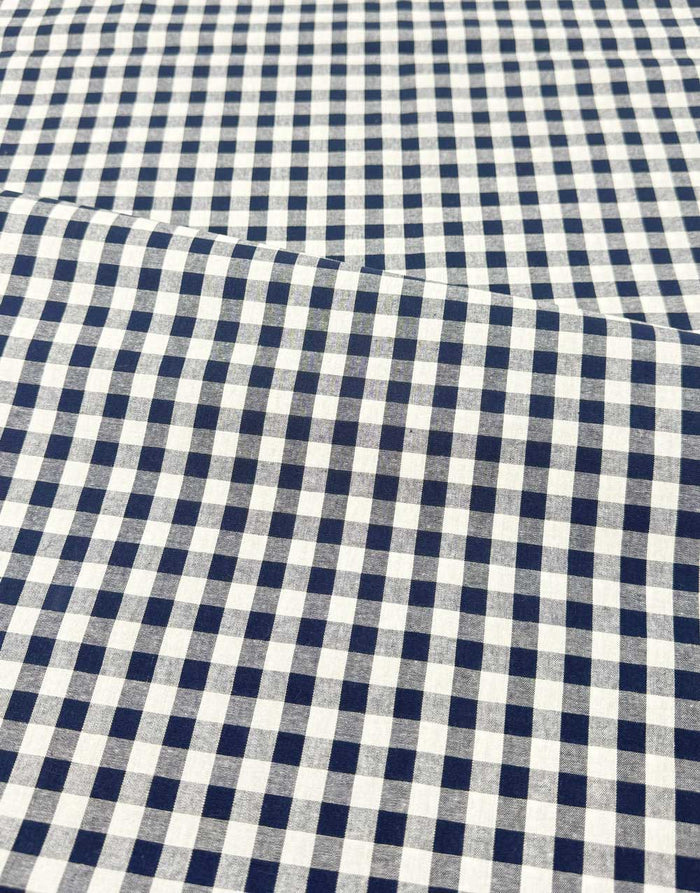 Remnant 45cm - Small Navy Yarn-Dyed Gingham Cotton Fabric