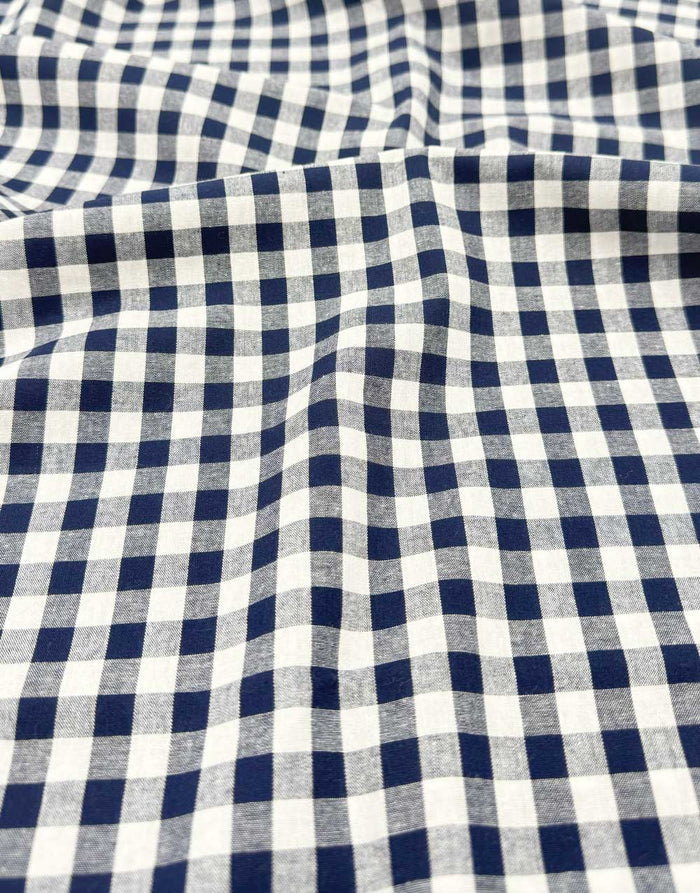 Remnant 45cm - Small Navy Yarn-Dyed Gingham Cotton Fabric