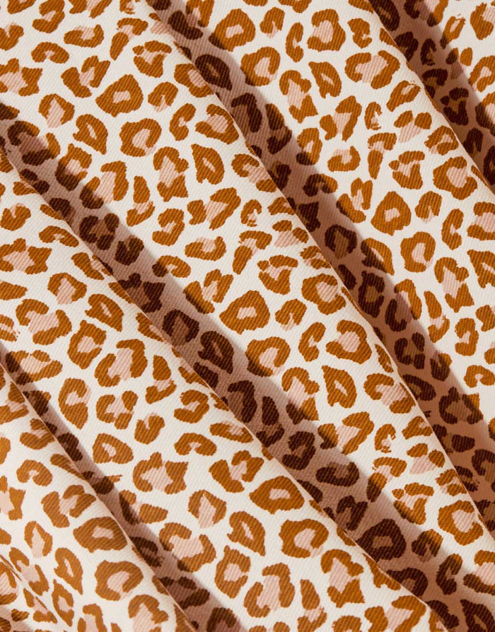 Remnant 55cm - Leony Leopard Print Cotton Gabardine Twill Fabric, Atelier Brunette