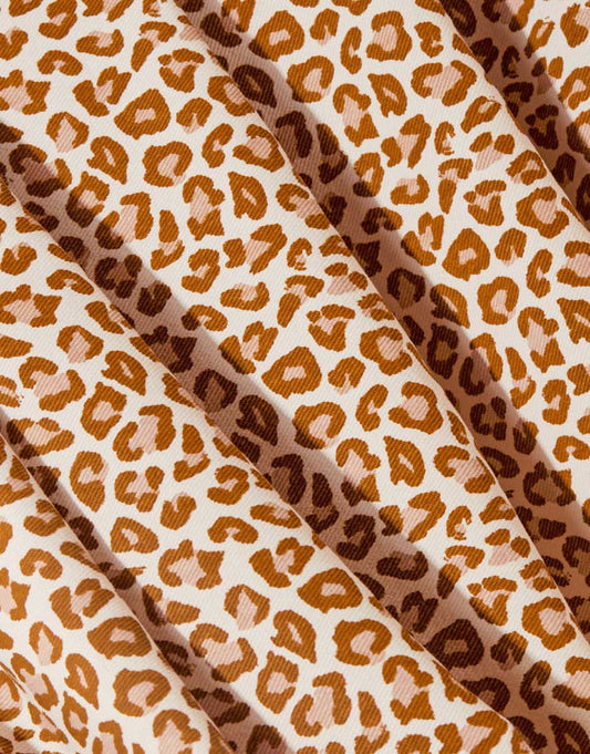 Remnant 55cm - Leony Leopard Print Cotton Gabardine Twill Fabric, Atelier Brunette