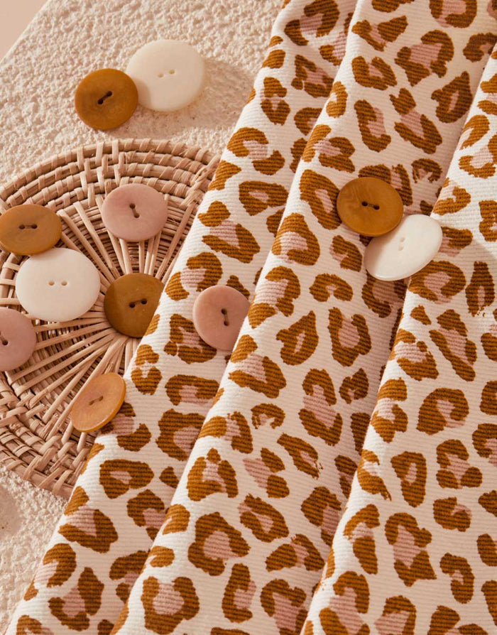 Remnant 55cm - Leony Leopard Print Cotton Gabardine Twill Fabric, Atelier Brunette