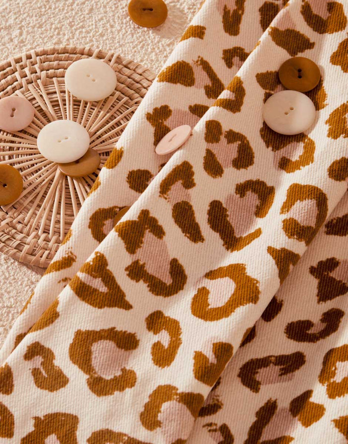 Remnant 70cm - Large  Leony Leopard Print Cotton Gabardine Twill Fabric, Atelier Brunette
