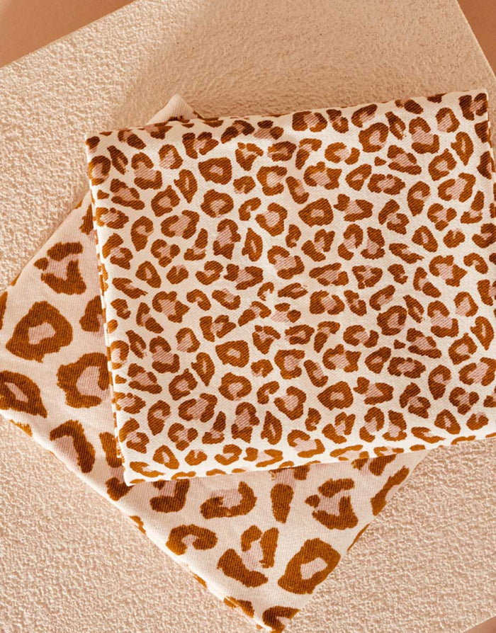 Remnant 70cm - Large  Leony Leopard Print Cotton Gabardine Twill Fabric, Atelier Brunette