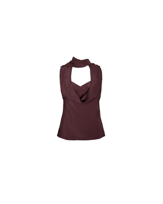 RILEY SATIN SASH CAMISOLE WINE