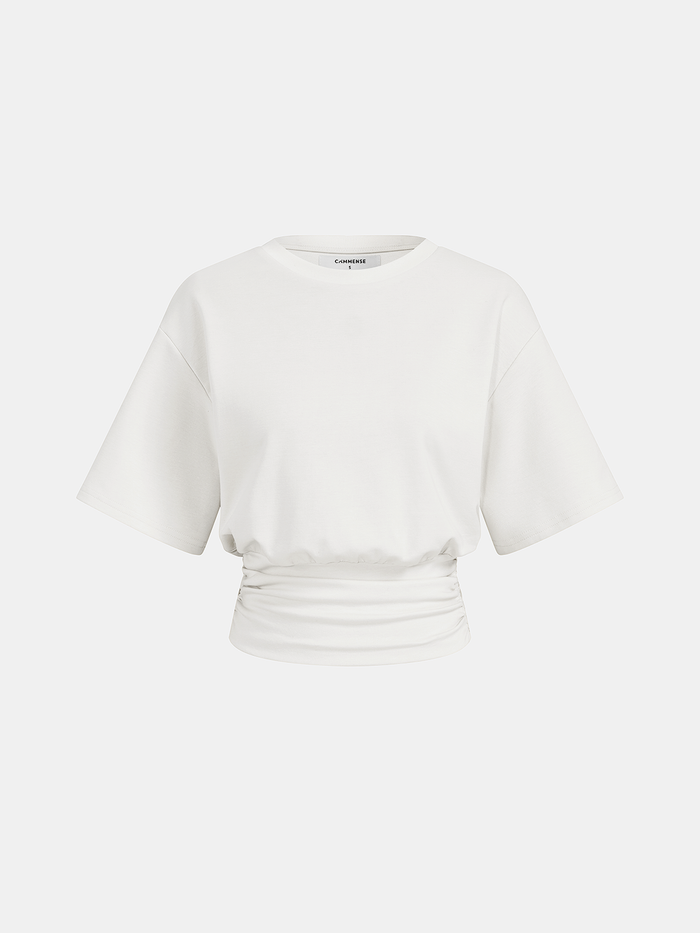 Ruched Waist Cropped Short Sleeve Top