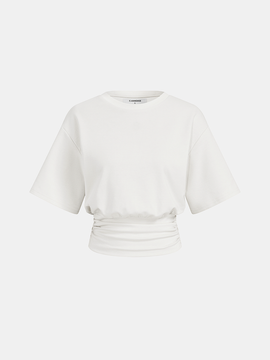 Ruched Waist Cropped Short Sleeve Top