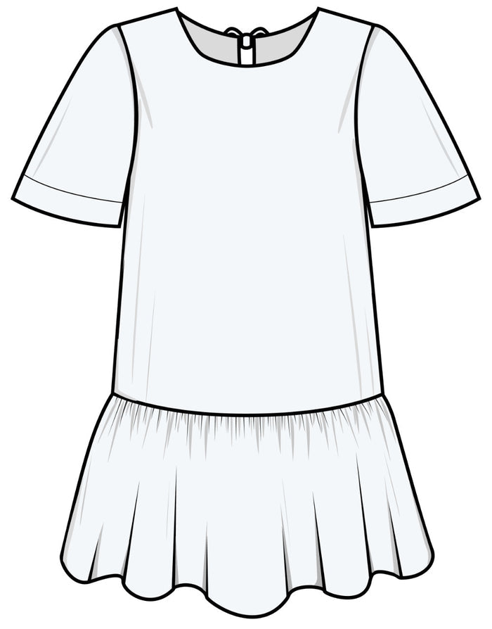 Ruffle Dress x Big T Sleeve Sewing Pattern, Puff & Pencil